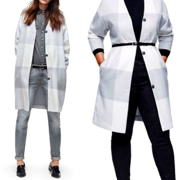 NWOT ADAM LIPPES for Target Plaid Wool Blend Cocoon Coat L - Picture 1 of 7